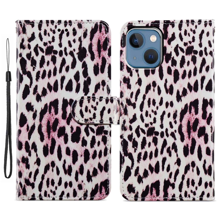 

For iPhone 15 Plus Colored Drawing Leather Phone Case(Leopard)