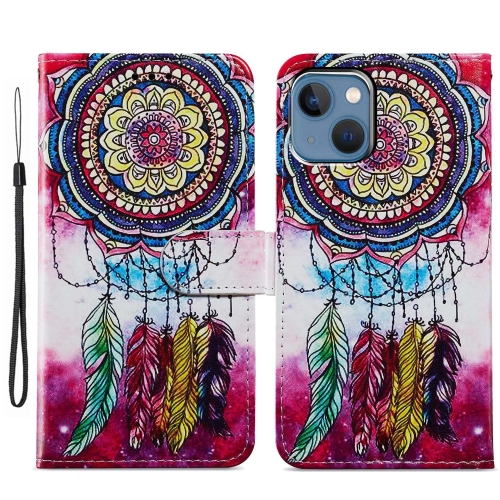 

For iPhone 15 Plus Colored Drawing Leather Phone Case(Dreamcatcher)