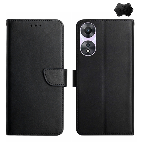 

For OPPO A78 4G HT02 Genuine Leather Fingerprint-proof Flip Phone Case(Black)