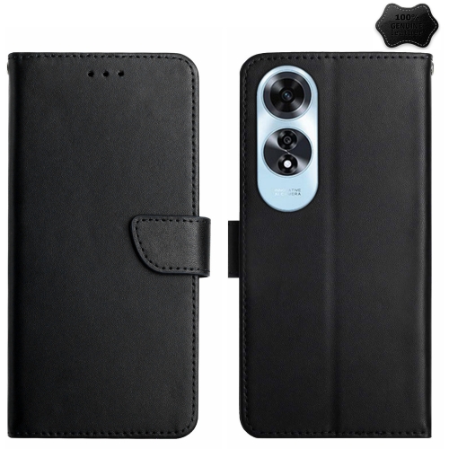 

For OPPO A60 4G HT02 Genuine Leather Fingerprint-proof Flip Phone Case(Black)