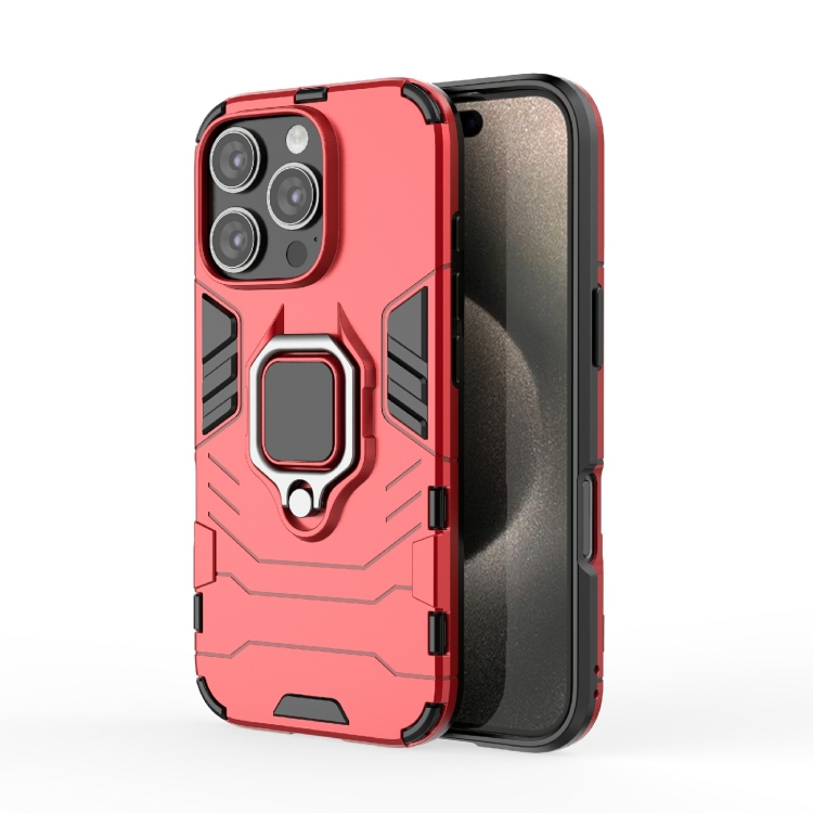 

For iPhone 16 Pro Shockproof PC + TPU Holder Phone Case(Red)