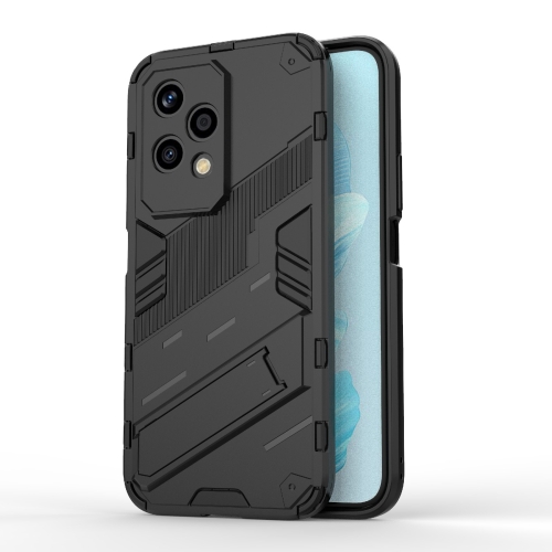 

For Honor 200 Lite 5G Global Punk Armor 2 in 1 PC + TPU Phone Case with Holder(Black)