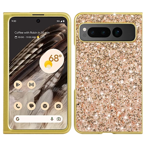 

For Google Pixel Fold Glitter Powder Shockproof TPU Phone Case(Gold)