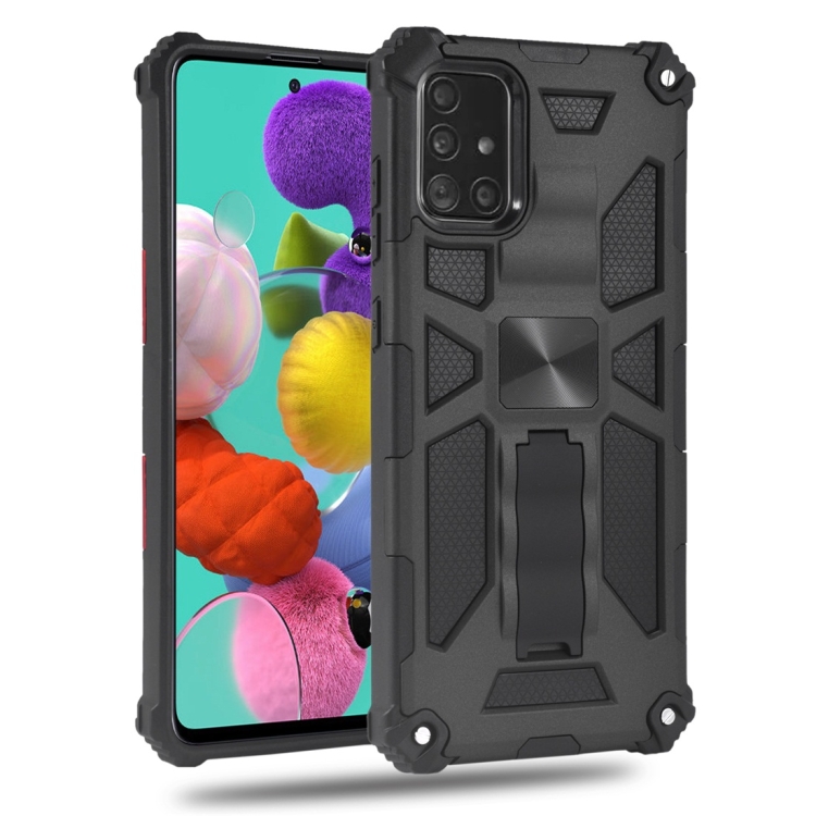 

For Samsung Galaxy A51 Shockproof TPU + PC Magnetic Protective Case with Holder(Black)