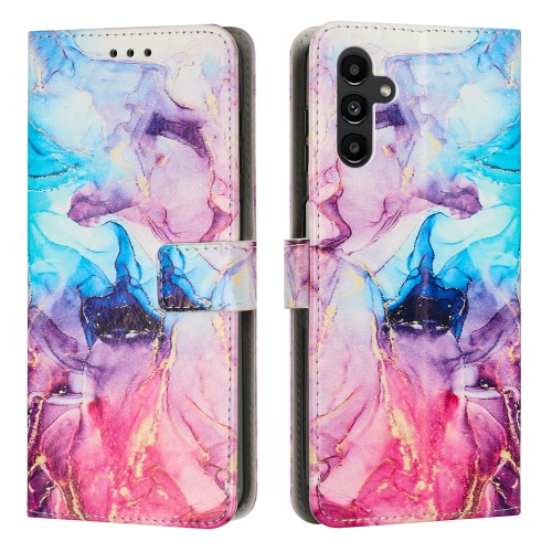 

For Samsung Galaxy A25 5G Painted Marble Pattern Leather Phone Case(Pink Purple)