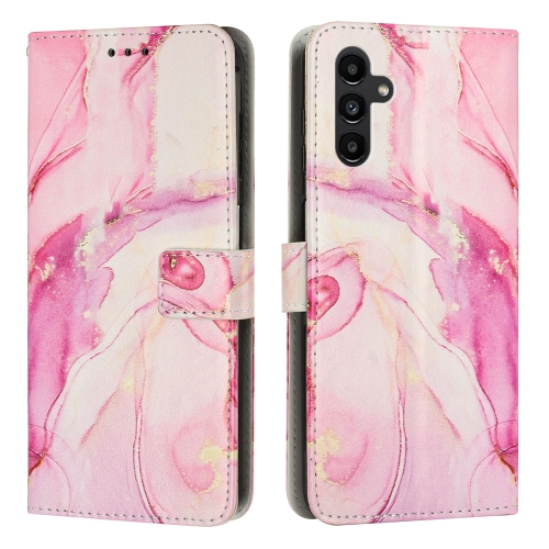 

For Samsung Galaxy A25 5G Painted Marble Pattern Leather Phone Case(Rose Gold)