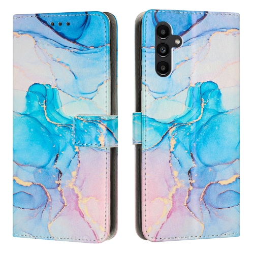 

For Samsung Galaxy A25 5G Painted Marble Pattern Leather Phone Case(Pink Green)