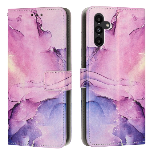 

For Samsung Galaxy A25 5G Painted Marble Pattern Leather Phone Case(Purple)