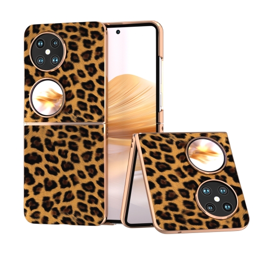 

For Huawei Pocket 2 Nano Plating Leopard Print Phone Case(Brown)