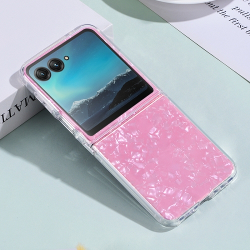 

For Motorola Razr 40 Ultra Shell Pattern Glitter Shockproof Phone Case(Pink)