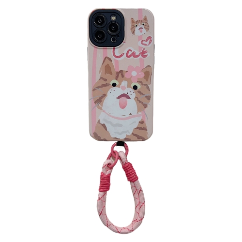 

For iPhone 14 Pro Max 2 in 1 Wristband Phone Case(Licking Cat)