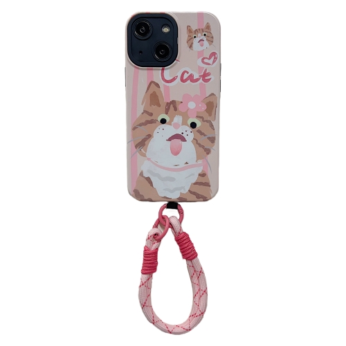 

For iPhone 14 2 in 1 Wristband Phone Case(Licking Cat)