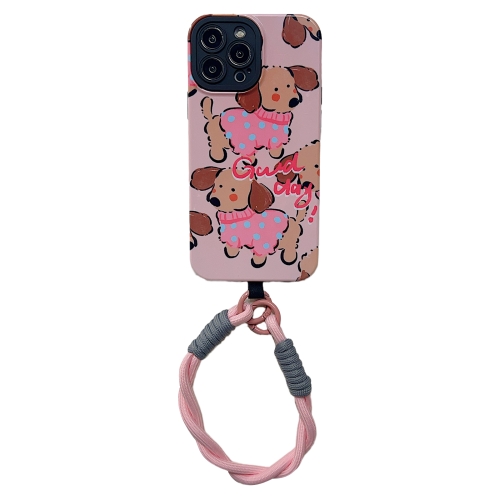 

For iPhone 13 Pro Max 2 in 1 Wristband Phone Case(Clothed Dog)