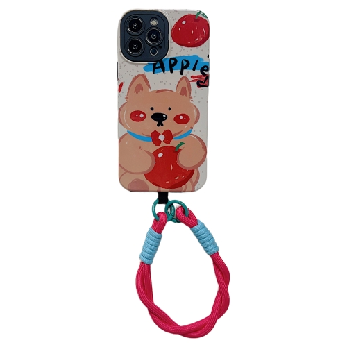 

For iPhone 12 Pro Max 2 in 1 Wristband Phone Case(Hug Apple Dog)