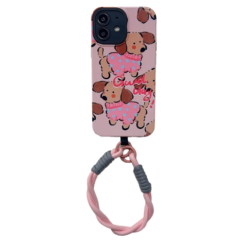 

For iPhone 12 2 in 1 Wristband Phone Case(Clothed Dog)