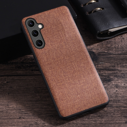 

For Samsung Galaxy A35 Cloth Texture PU + TPU Phone Case(Brown)