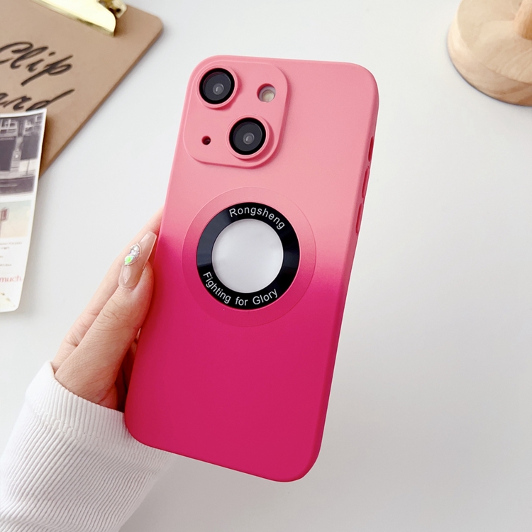 

For iPhone 13 Two-color Gradient MagSafe TPU Phone Case(Pink+Red)