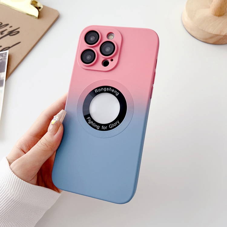 

For iPhone 12 Pro Max Two-color Gradient MagSafe TPU Phone Case(Pink+Blue)