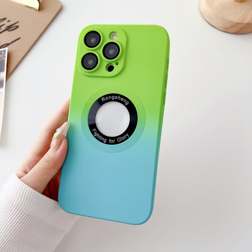 

For iPhone 12 Pro Two-color Gradient MagSafe TPU Phone Case(Green+Blue)