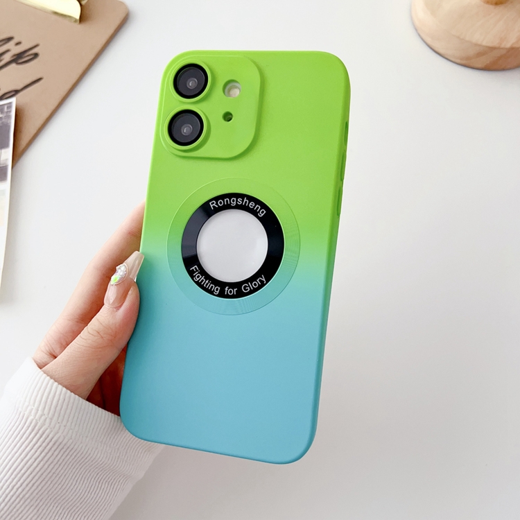 

For iPhone 12 Two-color Gradient MagSafe TPU Phone Case(Green+Blue)