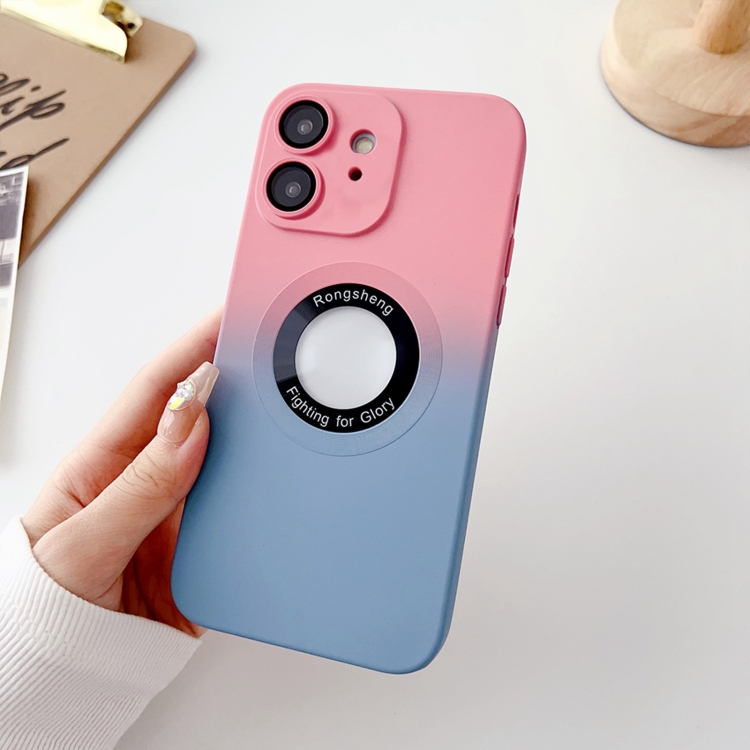 

For iPhone 12 Two-color Gradient MagSafe TPU Phone Case(Pink+Blue)