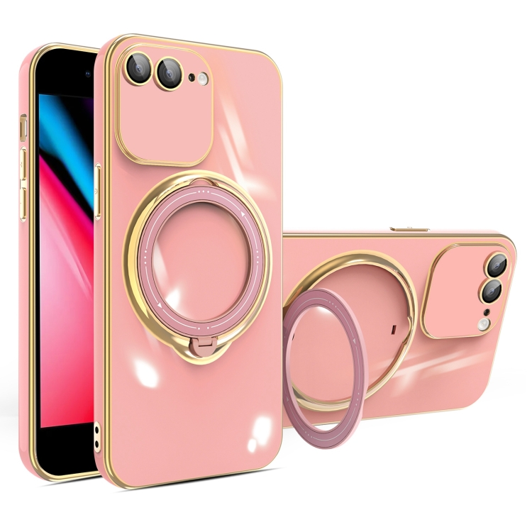 

For iPhone 8 Plus / 7 Plus Multifunction Electroplating MagSafe Holder Phone Case(Pink)