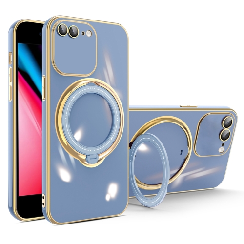 

For iPhone 8 Plus / 7 Plus Multifunction Electroplating MagSafe Holder Phone Case(Blue)