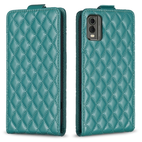 

For Nokia C32 Diamond Lattice Vertical Flip Leather Phone Case(Green)