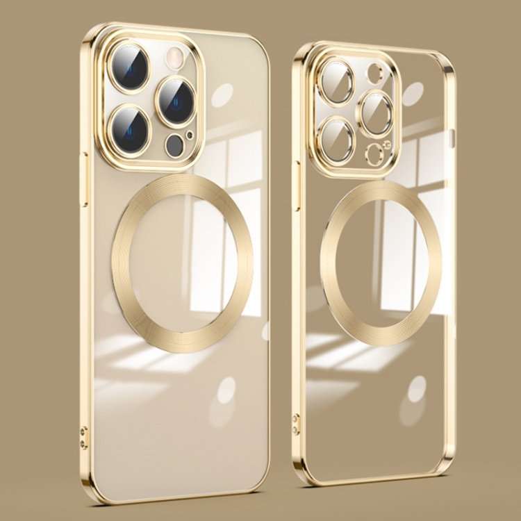 

For iPhone 15 Pro Lens Protector MagSafe Electroplated Phone Case(Gold)