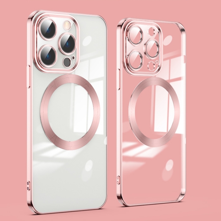 

For iPhone 15 Pro Lens Protector MagSafe Electroplated Phone Case(Rose Gold)