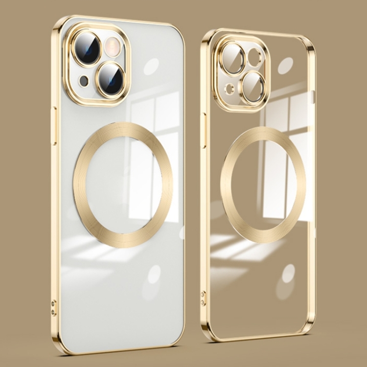 

For iPhone 15 Plus Lens Protector MagSafe Electroplated Phone Case(Gold)