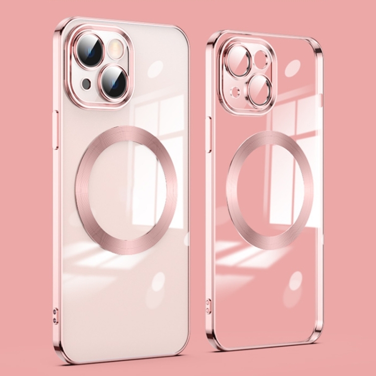 

For iPhone 15 Plus Lens Protector MagSafe Electroplated Phone Case(Rose Gold)