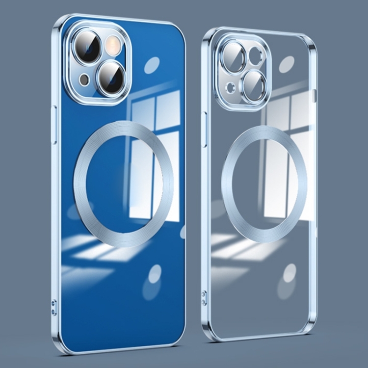 

For iPhone 15 Lens Protector MagSafe Electroplated Phone Case(Sierra Blue)