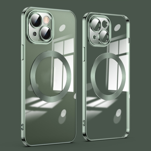 

For iPhone 15 Lens Protector MagSafe Electroplated Phone Case(Green)