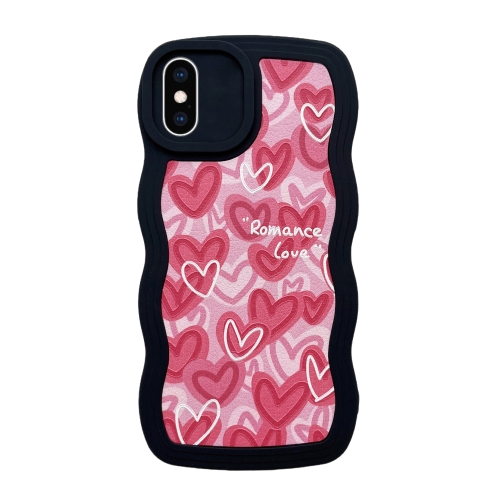 

For iPhone XS Max Wavy Lambskin Love TPU Phone Case(Pink)