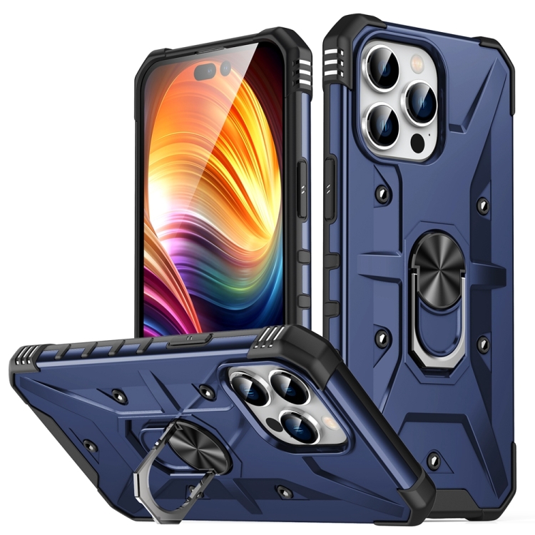 

For iPhone 15 Pro Ring Holder Phone Case(Blue)