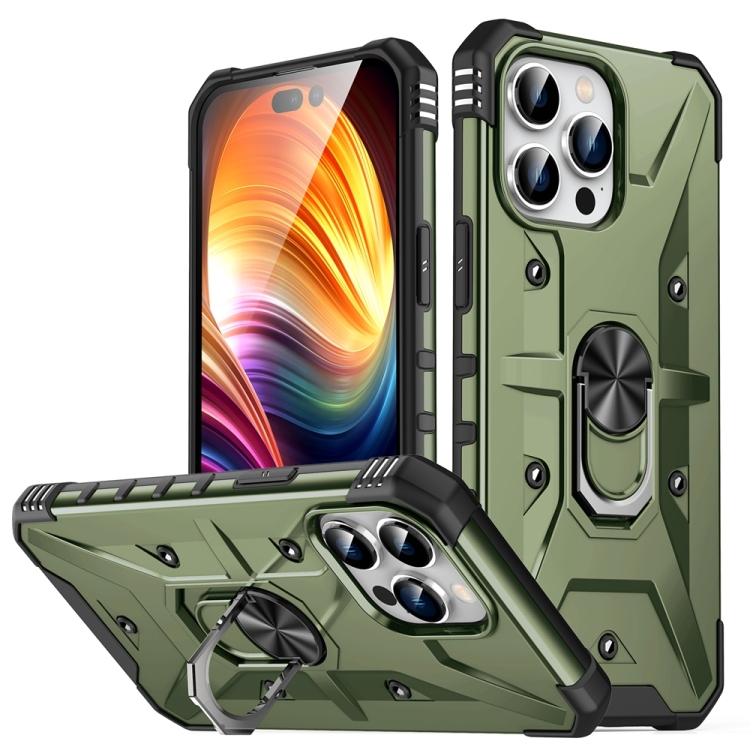 

For iPhone 15 Pro Ring Holder Phone Case(Army Green)