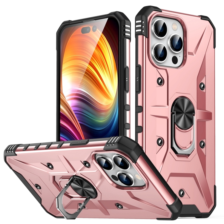 

For iPhone 15 Pro Max Ring Holder Phone Case(Rose Gold)