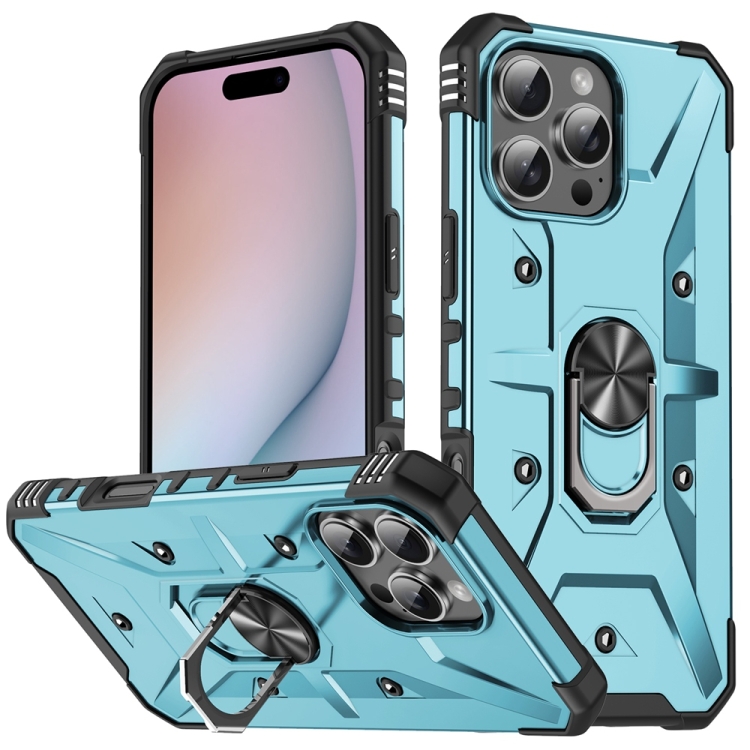 

For iPhone 16 Pro Ring Holder Phone Case(Light Blue)