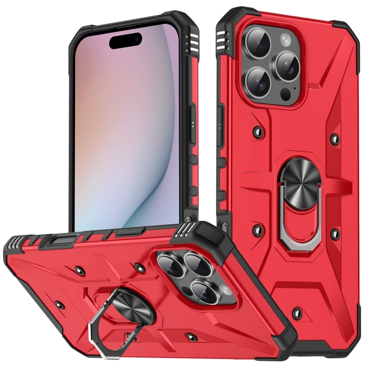

For iPhone 16 Pro Ring Holder Phone Case(Red)