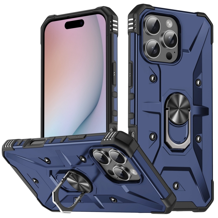 

For iPhone 16 Pro Ring Holder Phone Case(Blue)