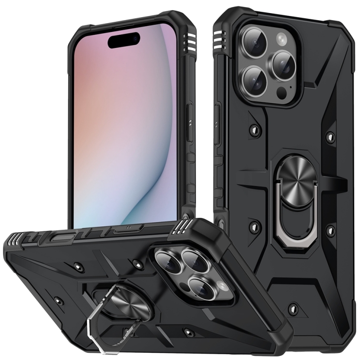 

For iPhone 16 Pro Ring Holder Phone Case(Black)