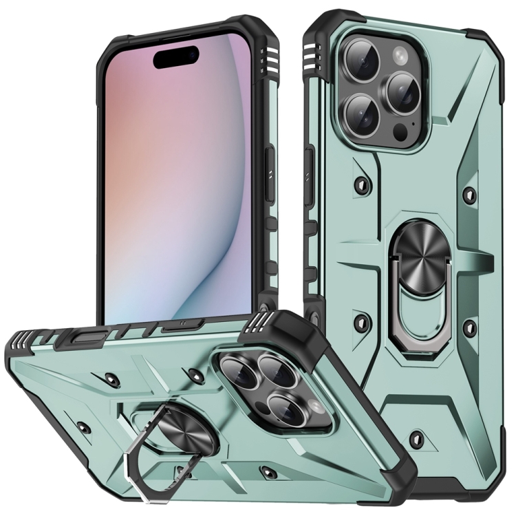 

For iPhone 16 Pro Ring Holder Phone Case(Midnight Green)