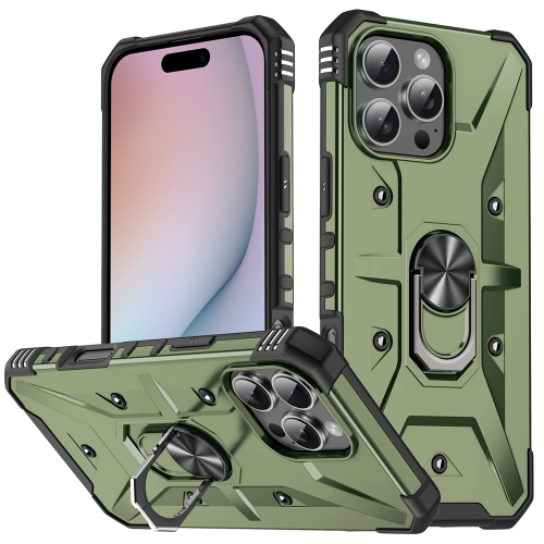 

For iPhone 16 Pro Ring Holder Phone Case(Army Green)