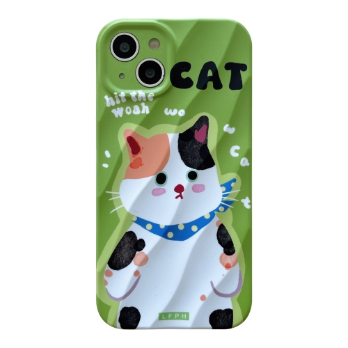 

For iPhone 13 2 in 1 Minimalist Pattem PC Shockproof Phone Case(Ribbon Cat)