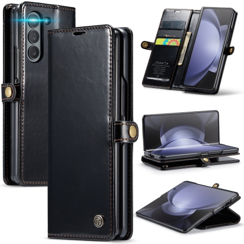 

For Samsung Galaxy Z Fold5 CaseMe-003 PU + PC Business Style Crazy Horse Texture Leather Phone Case(Black)