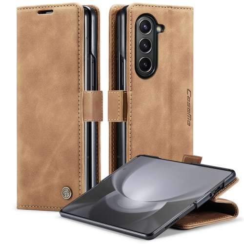 

For Samsung Galaxy Z Fold5 CaseMe-013 Multifunctional Retro Frosted Leather Phone Case(Brown)