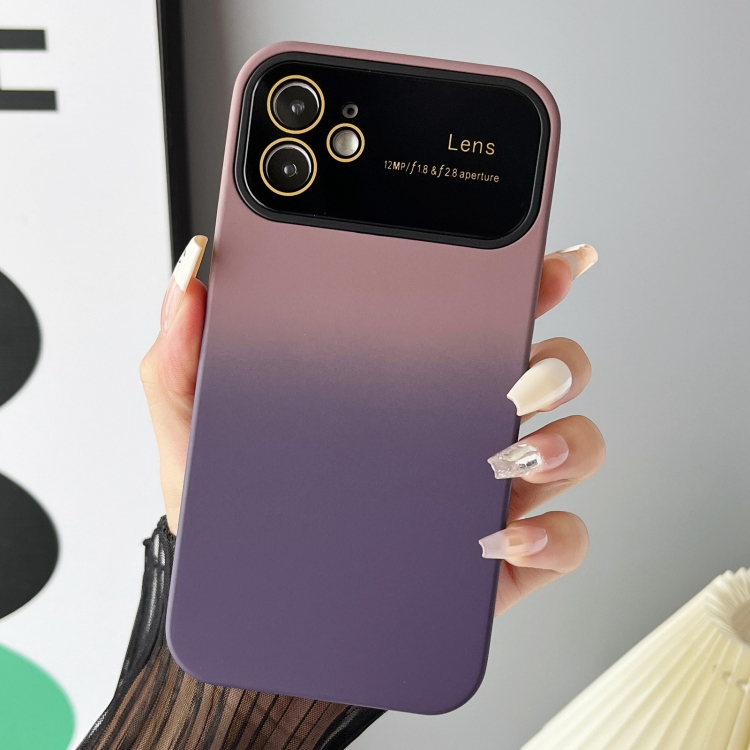 

For iPhone 12 Gradient PC + TPU Shockproof Phone Case(Pink Purple)