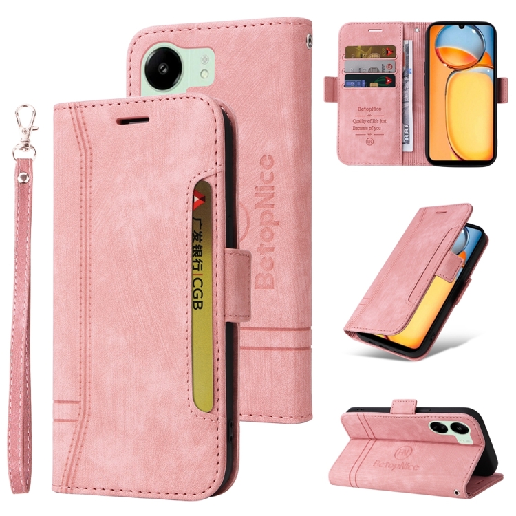 

For Xiaomi Redmi 13C 4G / 5G BETOPNICE Dual-side Buckle Leather Phone Case(Pink)