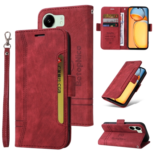 

For Xiaomi Redmi 13C 4G / 5G BETOPNICE Dual-side Buckle Leather Phone Case(Red)